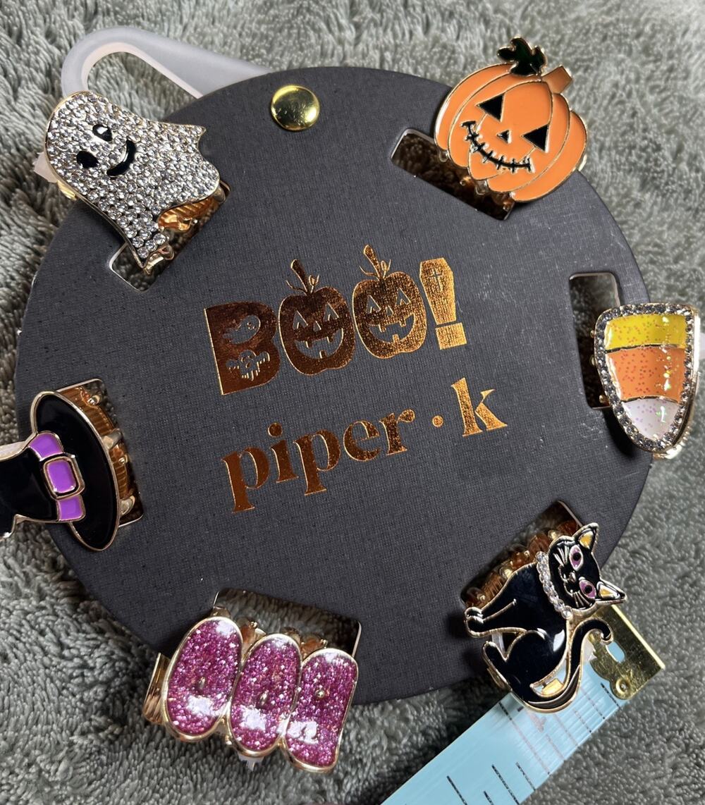 Piper K Halloween Hair Claw Clips Set 5 Ghost Pumpkin Cat Candy Corn NWT